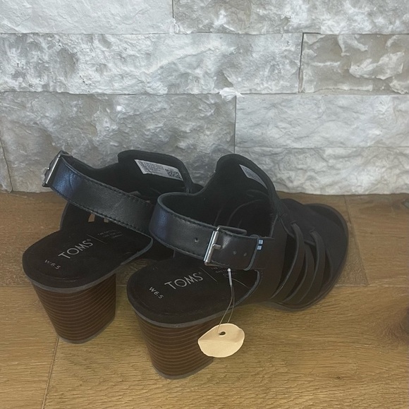 TOMS Black Majorca Heel Sandals Size 6.5, Suede & Leather - Picture 7 of 8